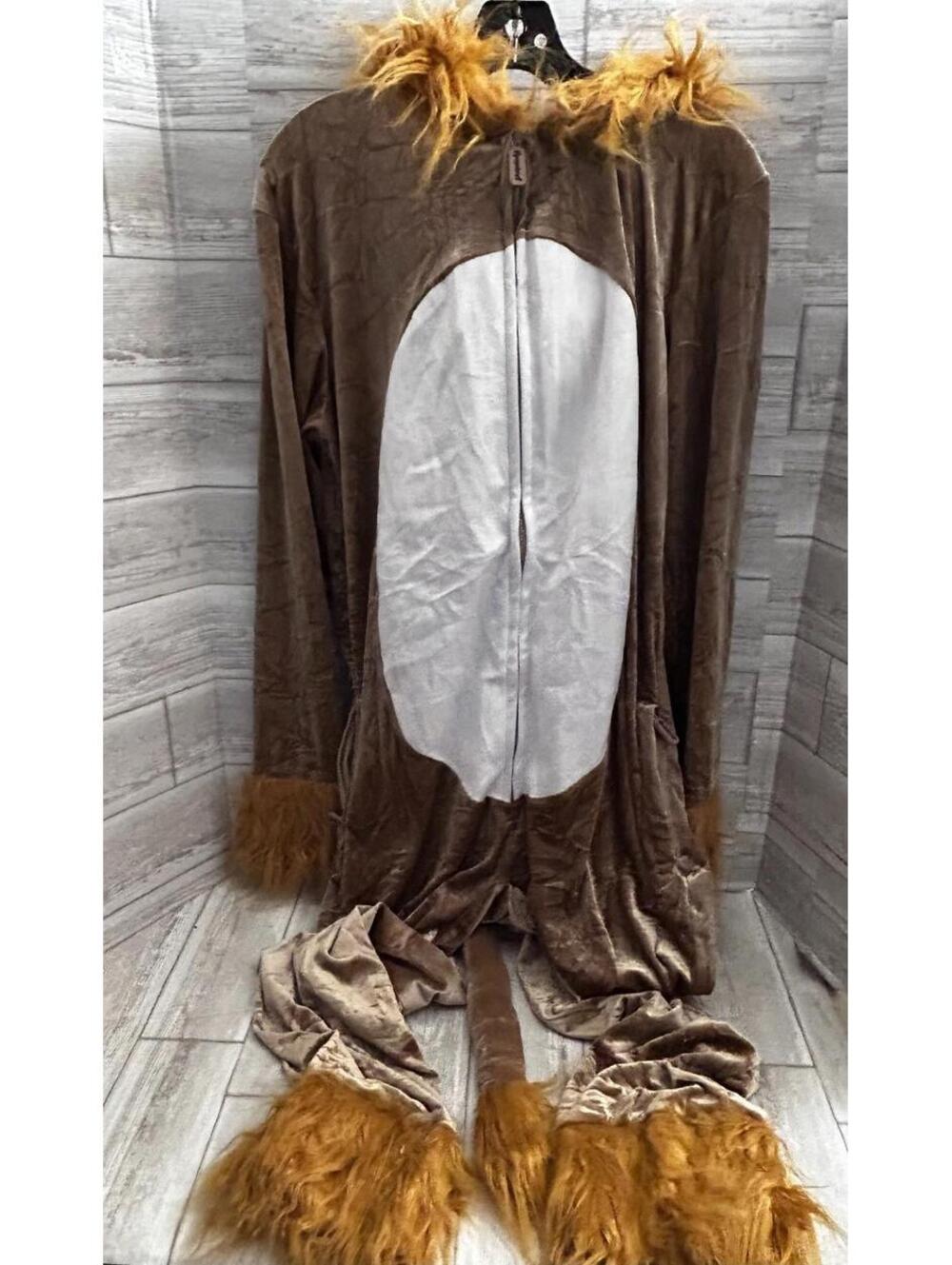 Lion Costume Adult Size Medium w/ Hood and Tail - Tipsy Elves Excellent